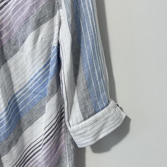 Chico's No-Iron Linen Striped Shirttail-Hem Tunic Women's size 4-6 - Picture 4 of 6